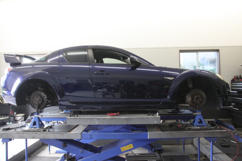 RX-8 フェンダーツメ折り 1G締め 四輪アライメント